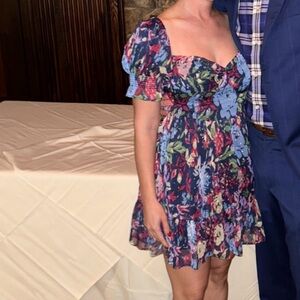 UO Mimi Floral Off the Shoulder Mini Dress